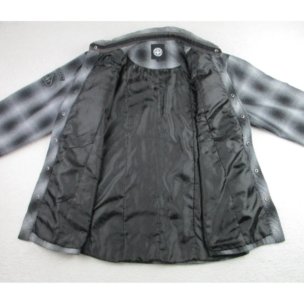 Affliction Jacket Mens XL Shacket Black Plaid Flannel‎ Snap Live Fast 110WW574